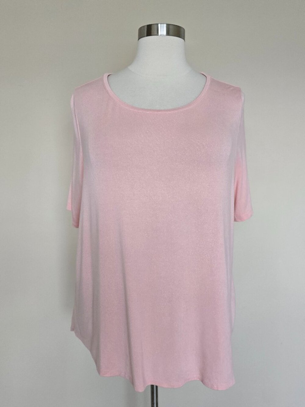 Lane Bryant Plus Size 22/24 Pink Shimmer Short Sleeve Tee Shirt T-Shirt Top